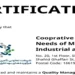 گواهی استاندارد بین المللی ISO 9001:2015 شرکت تعاونی تامین نیاز تولیدکنندگان فراورده های بهداشتی، صنعتی و آرایشی